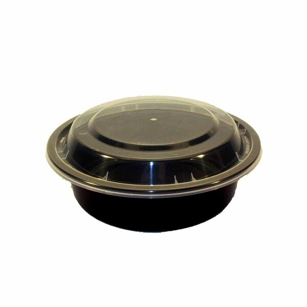 Kariout Tripak 6 in. Round Microwaveable Container Black Base Combo Pack 16oz, 150PK MT0610B